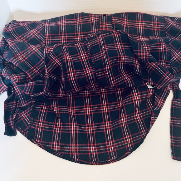 Simisue Women's Red Blue Plaid Button Up Laced Ties at Sides Medium Runs Larger - Picture 13 of 16